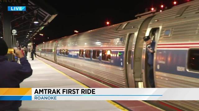 first amtrak train leaves downtown roanoke platform